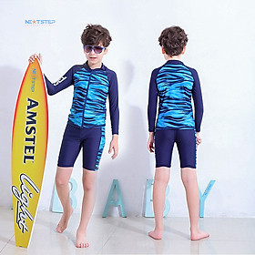 Đồ bơi trẻ em, đồ bơi bé trai tay dài chất vải chống nắng size lớn 45kg cho bé trai đến 12 tuổi