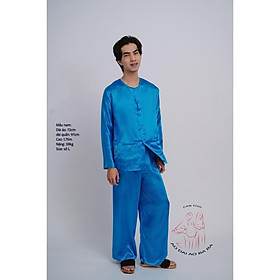 Bộ áo bà ba Nam Phi bóng xanh dương- Có bộ bà ba Bigsize- may sỉ bà ba toàn quốc - May bộ bà ba theo yêu cầu - Nguyên bộ PB XD