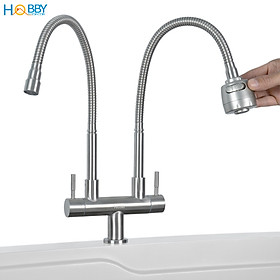 Mua Vòi rửa chén lạnh 2 đầu xả vòi tăng áp inox 304 HOBBY Home Decor LX2D