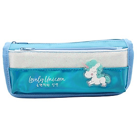 Bóp Viết Vải Polyester Stacom 2 Ngăn Hình Unicorn PB-2011A - Màu Xanh Da Trời