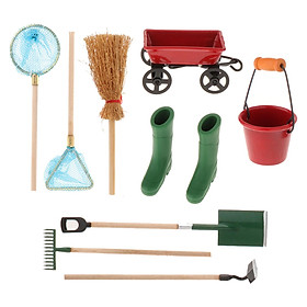 9x Miniature Garden Tools Kids Cleaning Toys 1:12 Simulation Gardening Tools