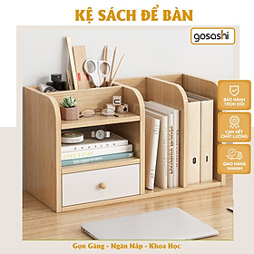 Kệ Sách Để Bàn Nhỏ Gọn, Nhiều Ngăn, Decor Bàn Làm Việc Gọn Gàng, Phủ Melamin Chống Nước, Dễ Lắp Đặt, Nhiều Màu Thương Hiệu Gosashi-SDB5Ngan1NK