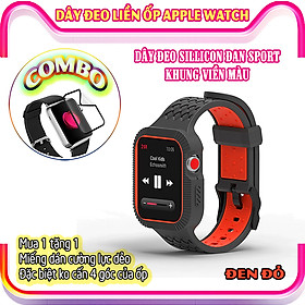 Mua Dây Đeo liền ốp cho dành Apple Watch 7/6/5/4/3/2/1 size 38/40/41/42/44/45mm Đan Sport silicon khung viền màu - nhiều màu (tặng cường lực dẻo theo size)