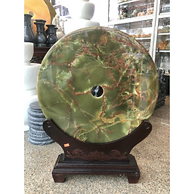 Mua Đồng điếu  đồng tiền phong thủy đá ngọc Onyx xanh đậm  - Đường kính 50 cm