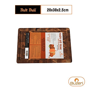 Mua Thớt Gỗ Teak BUZEN Cao Cấp 20x30x2.5cm - Thớt gỗ cứng có rãnh chống tràn