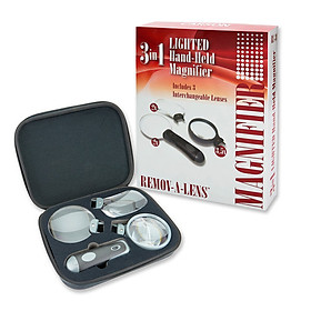 Bộ kính lúp cầm tay có đèn LED 3 trong 1 Carson Remov-A-Lens RL-30 - Hàng chính hãng