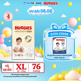 Tã quần Huggies Skin Perfect Mega Jumbo XL72+4 miếng với 2 vùng thấm giảm kích ứng da