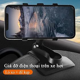 Giá đỡ điện thoại trên xe hơi Lò xo + đế kẹp - Lắc mạnh không rơi, điều chỉnh 360° theo ý muốn thuận tiện khi hoạt động