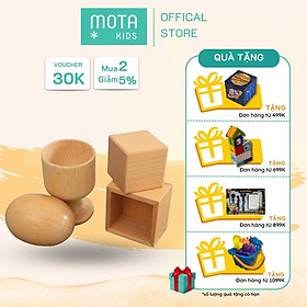 Đồ chơi khối hình học cơ bản và hộp chứa cho bé từ 9-12 tháng Montessori Mota - Rèn sự tập trung - Hàng chính hãng