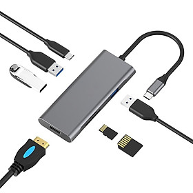 Mua Vinetteam Hub USB TYPE-C 8 Cổng HDMI 4K 60Hz/ USB 3.0/ TF/ SD/ RJ45 100Mbps Dành Cho Macbook  PC Và Devices - Hàng Chính Hãng