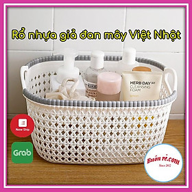 Mua Rổ Nhựa Giả Đan Mây Có Quai Cầm Size Nhỏ Việt Nhật 3377-1 - Giỏ Hàn Quốc Buôn Rẻ 00690