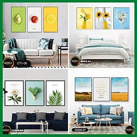 Set 3 tranh treo tường nghệ thuật kèm khung tranh trang trí - Tranh nghệ thuật decor phòng khách, phòng ngủ