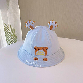 Nón Bo Vành Tròn Mũ Tai Bèo Có Quai Cho Bé Gái Từ 1 2 3 Tuổi Vòng Đầu 50cm Hình Gấu Dễ Thương NVT11 - Doni House