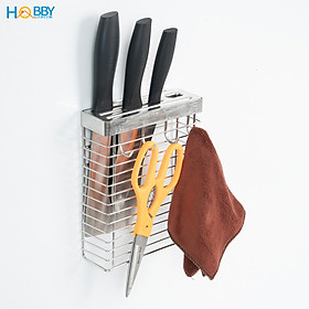 Mua Kệ để dao kéo có móc treo khăn inox 304 dán tường Hobby home decor TD1