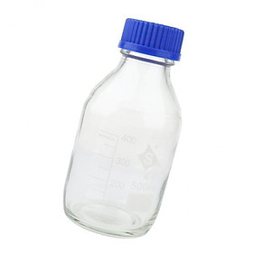 2x Lab Polypropylene Wide Mouth Reagent Bottles, Clear Glass Storage Jar 100ml/ 250ml/ 500ml/ 1L - Blue, 500mL