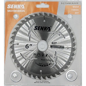 1 Lưỡi cưa GỖ, Lưỡi cắt gỗ hợp kim SENKA đường kính 150mm 40 răng cao cấp, cắt gỗ lẫn tạp đinh
