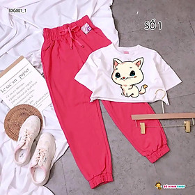 Set áo croptop quần jogger thể thao dễ thương cho bé gái BX001-1