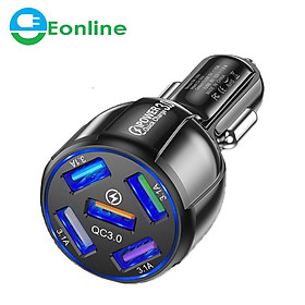 Uslion 5 cổng sạc nhanh xe sạc USB cho Xiaomi Redmi Note 10 Pro Quick Charge 3.0 15A sạc điện thoại di động trong xe hơi