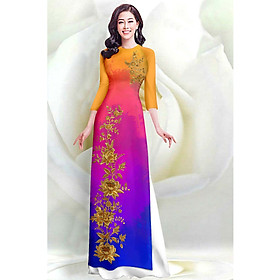 Áo dài in 3D phối loang màu hiện đại AD08 - Lady Fashion