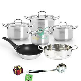 Mua Bộ nồi xửng chảo 3 đáy inox 304 FiveStar Plus FS08CV 6 món bếp từ nắp inox