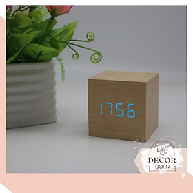 Mua ️Đồng hồ gỗ báo thứcđồng hồ led để bàn hình vuông kích thước 6.5cm trang trí phòng