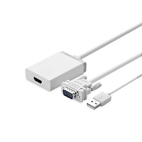 Mua Cáp chuyển VGA ra HDMI tích hợp Audio cao cấp dài 50CM có nguồn phụ Màu Trắng Ugreen