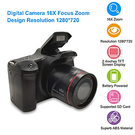 Máy ảnh kĩ thuật số chuyên nghiệp zoom lấy nét 16x độ phân giải 1280x720 hỗ trợ khe cắm thẻ nhớ và 4 pin AA