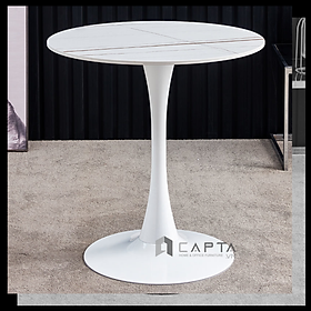 Mua Bàn cafe Tulip mặt đá phiến màu trắng / đen tròn 60 cm Bàn tiếp khách văn phòng đẹp TE TULIP 2-06E3 TpHCM