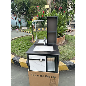 Tủ Lavabo mặt đá nguyên bộ Tundo đèn led kích thước 60 x 47 cm