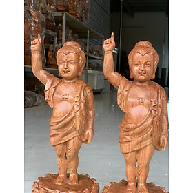Tượng phật đản sanh bằng gỗ hương đá kt cao 40×15cm