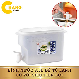 Bình Đựng Nước 3,5L Để Tủ Lạnh Có Vòi Siêu Tiện Dụng, Hộp Để Tủ Lạnh Đựng Nước Chanh, Detox, Nước Hoa Quả Cho Gia Đình