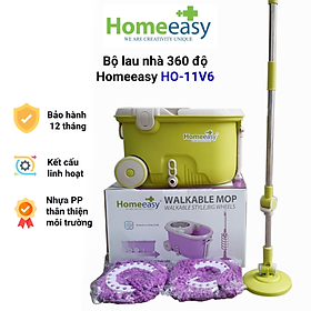 Hình ảnh Bộ lau nhà đa năng 360 độ lồng inox Homeeasy Walkble Mop HO-11V6 - Bảo hành 12 tháng - Giao màu ngẫu nhiên - Có quà tặng