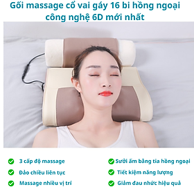 Gối massage đa năng cao cấp 16 bi hệ thống nhiệt hồng ngoại mát xa cổ vai gáy toàn thân công nghệ 6D giảm đau nhức hiệu quả mẫu mới 2023 được nhiều người tin dùng