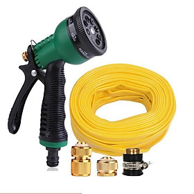 Mua Vòi xịt rửa xe Vòi phun nước tưới cây tăng áp thông minh 8 chế độ 815621-1 (cút đồng nối đồng - dây vàng)