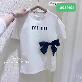 Áo thun cho bé gái kiểu giấu quần phối nơ phong cách Hàn Quốc từ 12-60kg chất cotton mịn đẹp