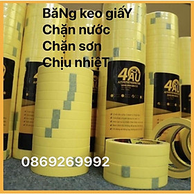 băng dính giấy vàng chắn sơn chắn nước khi vẽ chịu nhiệt dài 25m