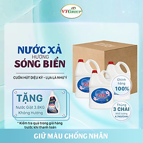 Nước xả vải Zily 4.7Kg 3 chai Thùng - Tặng 1 NG KH 3.8KG