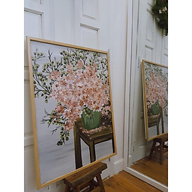 Tranh Canvas nghệ thuật vẽ tay trang trí phong khách Hoa Bằng Lăng