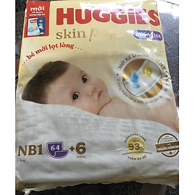 Hình ảnh Mẫu mới tặng thêm 6 Miếng (Dùng Kèm Tã Vải Tam Giác)- Miếng Lót Sơ Sinh Huggies NB1 64 miếng Skin Perfect- Tã lót sơ sinh newborn Huggies- Hsd luôn mới