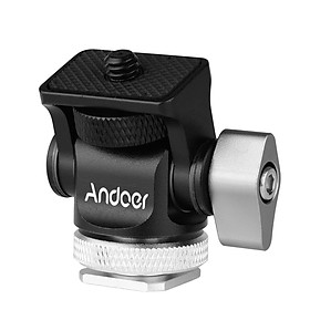 Andoer Mini Monitor Mount Tripod Head Cold Shoe Adapter Aluminum Alloy 1/4 Inch Screw for Mounting Camera Monitor Flash