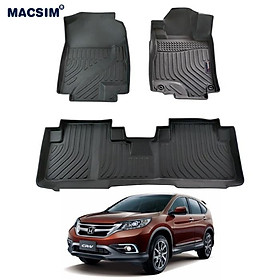 Thảm lót sàn xe ô tô Honda CRV 2012 -2016 Nhãn hiệu Macsim chất liệu nhựa TPV cao cấp màu đen(FDW-010)