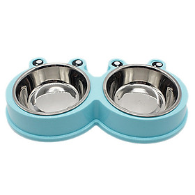 Bát đôi inox đựng thức ăn và nước uống cho chó mèo, thiết kế dễ thương