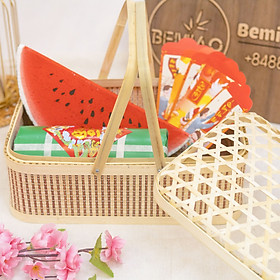 Mua Giỏ mây tre đan có nắp cách điệu Hàng xuất khẩu Mỹ  đựng đồ Tết  hoa quả  bánh kẹo Bemiao Shop