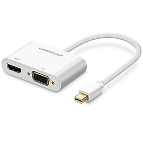 Bộ chuyển đổi Mini DP sang HDMI/VGA màu trắng Ugreen 10427MD108 Hàng chính hãng