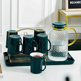 Bộ Bình 6 Cốc Kèm Giá Úp Và Khay, Bộ bình cốc thủy tinh cao cấp