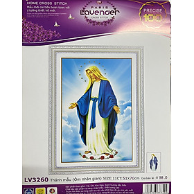 Mua Tranh thêu chữ thập Thánh mẫu ôm nhân gian LV3260  kích thước 50 x 70 cm