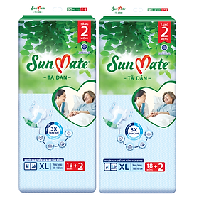 Mẫu mới Combo 2 Tã dán người lớn SunMate XA2 mới size XL-18+2 miếng