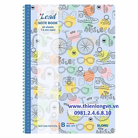 Vở kẻ ngang lò xo Lead - 120 trang; Klong 571 bìa xanh dương