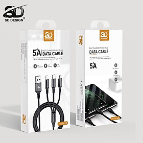Mua Cáp Sạc Bện Dù Đa Năng 3 in 1 SD DESIGN L2 Có Thể Sạc Cùng Lúc 3 Thiết Bị - Bảo Hành 12 Tháng Lỗi 1 Đổi 1