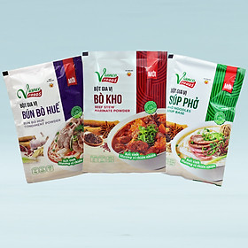 Combo 3 sản phẩm gia vị Việt Ấn hoàn chỉnh: 01 gói Bột Bò Kho (18gr) + 01 gói Súp Phở (18gr) + 01 gói Bún Bò Huế (18gr)